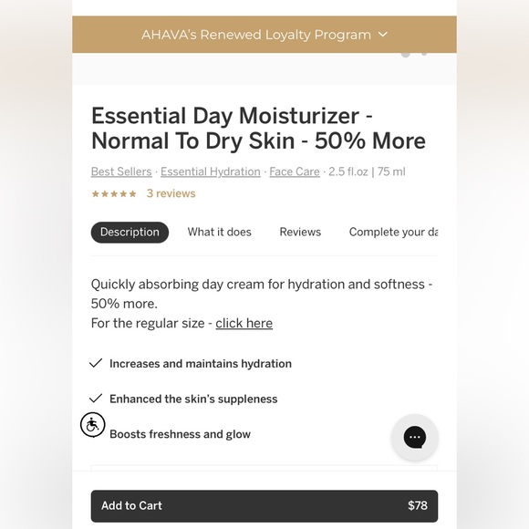 Ahava time to hydrate essential day moisturizer. 75ml/ 2.5 fl.oz - Picture 3 of 3